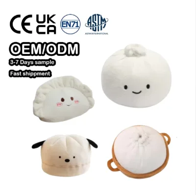 Dumpling Plush Pillow Cute Expression Steamed Stuffed Bun Plush Dim Sum Throw Pillow Funny Food Squishy Bao Bun Plush Doll Toys