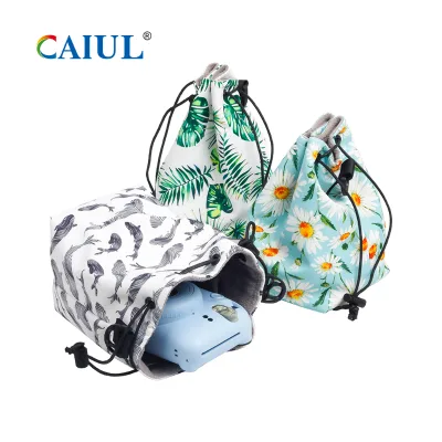 Wholesale Mini Waterproof Soft Leather Keychain With Photo Storage Case Portable Drawstring Storage Bag Camera Instant Camera