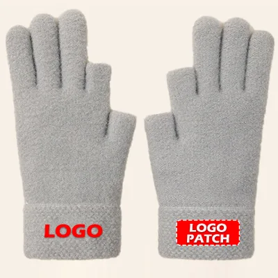 Professional Customized Acrylic Jacquard Gloves Women's Touchscreen Warm Gloves Thick Fleece Knitted Cycling Gloves