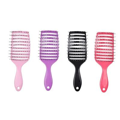 Plastic Hair Styling Tools Comb Detangling Curved Vented Brush Hair Brush for Curly Hair