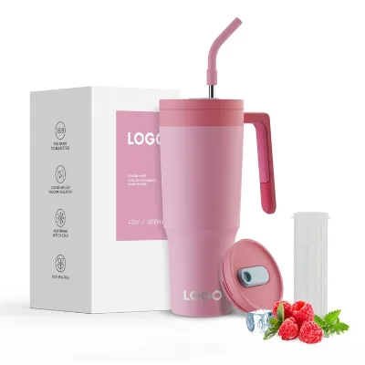 Camping 40oz Stainless Steel Tumbler With Handle and Fruit Infuser Lid