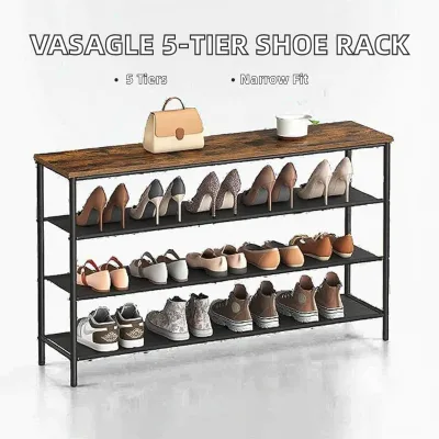Factory Wholesale 4 Tier Entryway Shoe Organizer Minimalist Home Decor Metal Frame Narrow Wall Shoe Rack