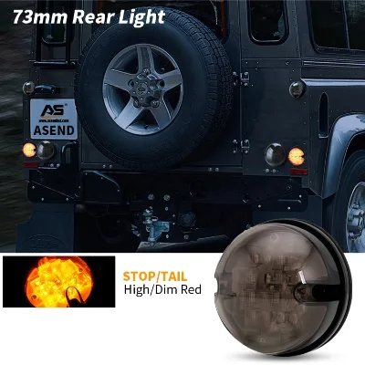 New Arrival for Defender 90/110 with E-Mark Certification 73mm 9-16V IP67 Smoked Lens Amber LED Front & Rear Turn Signal Light