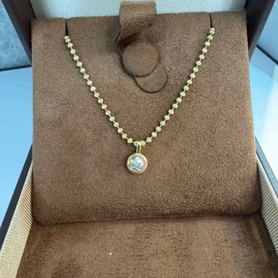 2026 Latest 18K Solid Gold AU750 Certified Fashion Two-Tones Round Bubble Women Fine Charms Pendant Jewelry