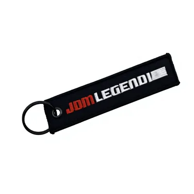 Wholesale Flight Attendant Lanyard Custom Luggage Tag Polyester Twill Embroidery Patch Key Ring with Merrow Border