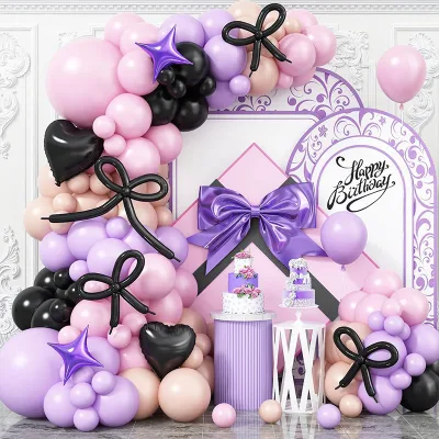 Pink Purple Latex Theme Balloon Arch Chain Suit for Birthday Wedding Valentine's Day Parties Garish Decorations Arrangement