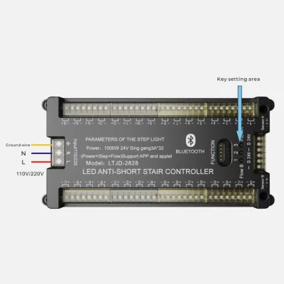 DC24V 1000W Bluetooth Short-circuitproof Staircase LED Light Controller With Power Supply App Motion Sensor Control