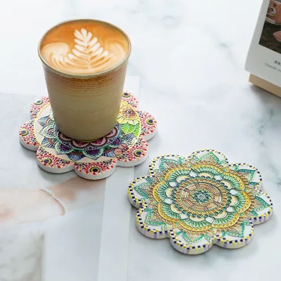 New Style 3D Printed Custom Irregular Shape Ceramic Coasters with Gold Stamping Nordic Style Heat Resistant for Home Office Use