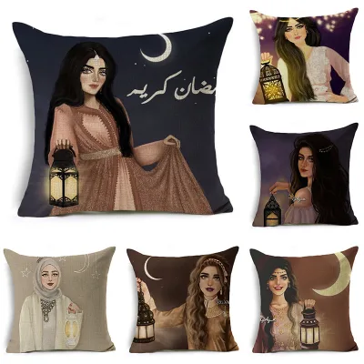 Hot-selling Eid Mubarak Linen Pillow Case Ramadan Throw Pillow Cover Soft New Fashion Cushion Cover Eid Ramadan Decoration