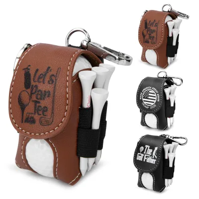High Quality Pu Leather Golf Ball Pouch Bag Outdoor Sports Golf Ball Pouch Golf Ball Waist Bag