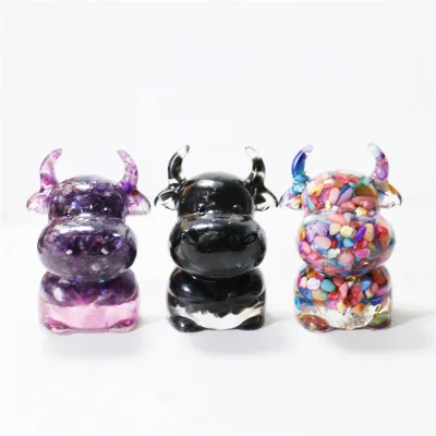 Wholesale Crystals Healing Stones Resin Crystal Chips OX Carving Animals for Souvenirs
