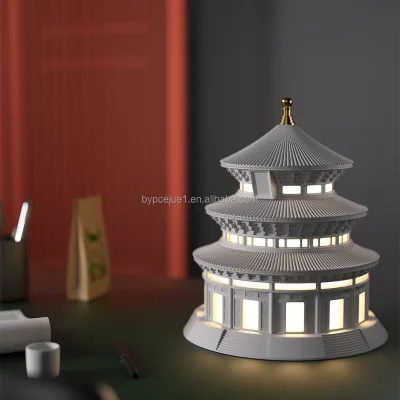 Classic Chinese Style Concrete Decorative Table Lamp Unique Place Design Light Luxury Table Lamp Home Hotel Bedside Lamp