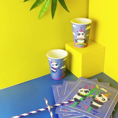 Cartoon Panda Theme Biodegradable Disposable Paper Plate Party Decoration Set Birthday Party Supplies