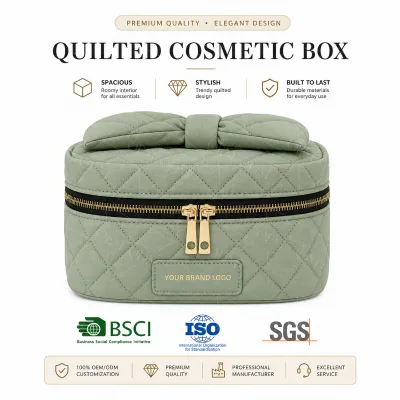 Premium OEM Washable Cotton Fabric Cosmetic Pouch Smooth Double Zippers Leaf Puller Space Saving for Ladies Weekend Trip