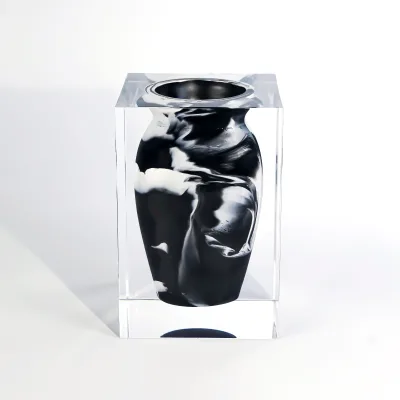 Chinese Style Classical Landscape Painting Vase Black and White Design Traditional Flower Vase