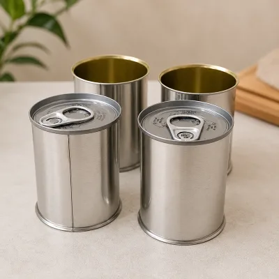 Food Grade Empty Tin Can Round Metal Packaging for Food and Beverage Three-piece Tinplate Can with Lid