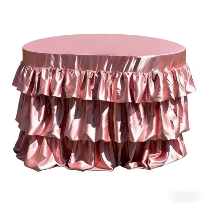 KAVI Solid Color Table Skirt with Ruffled Edges, Suitable for Wedding Table Decoration and Can Be Spliced for Various Shapes.
