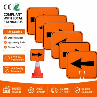 Waterproof Scratch Resistant Right Arrow Sign, Durable Orange Outdoor Directional Traffic Safety Sign