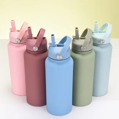 New Design 1L Vacuum Insulated Sport Gym Camping Stainless Steel Water Bottle With Handle