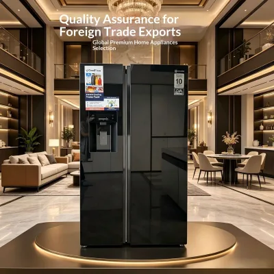 Black Glass Side by Side Door Refrigerator with Cool Flow Water Dispenser 10 Year Compressor Warranty Frost Free Fridge
