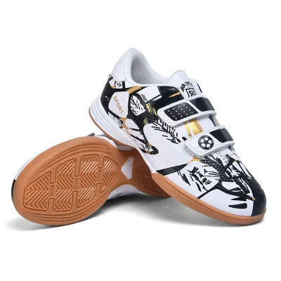 Easy on Off Kids Soccer Shoes Non Slip Flat Sole for Boys Girls Gym Training Football Shoes