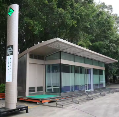 Customized Intelligent Urban Bus Stop Smart Solar Powered A/C Closed Advertising Bus Stop Shelter Station