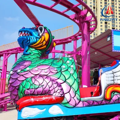 Thrilling Family-Friendly Train Ride Steel Fiberglass Metal Track Outdoor Roller Coaster Construction Amusement Park Rides for