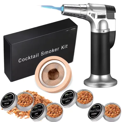 Old Fashioned Cocktail Smoking Kit Wood Shavings Cold Smoker Whiskey Cocktail Smoker Kit with Torch