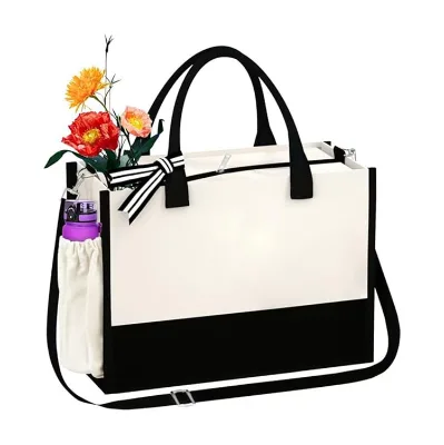 Large Capacity Wide Tote Bag Canvas Beach Totebag Large Durable Wide Lamination Canvas Tote With Strong Handle