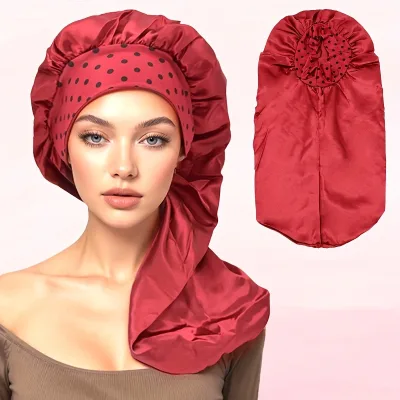Long Satin Bonnets Large Braid Bonnet Silky Hair Cap for Women Sleeping Hair Bonnet Sleep Cap