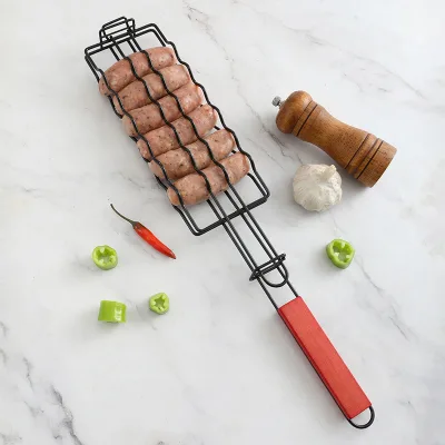 Multi-Function Portable Barbecue Tools Ham Sausage Barbecue Net Clip Outdoor Camping Anti-Scalding BBQ Grill Rack