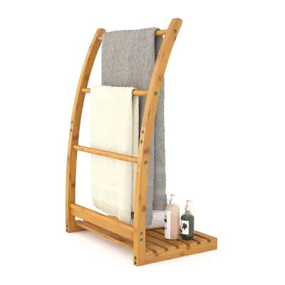 3 Layer Bamboo Towel Rack Independent Blanket Rack Bathroom Storage Rack