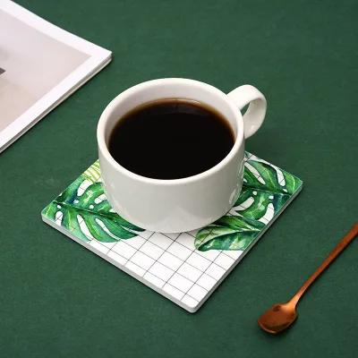 Modern Creative Small Flower Ceramic Reusable Round+Square Coaster Heat Insulation Cup Tea Tray Mat New Desktop Mat Mats Pads