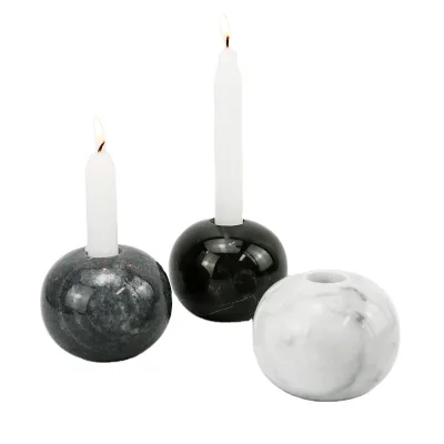 Marble Candle Holder Candlestick Holder of Scandinavian Design, Hand-made Marble Globe European-style Candlestick