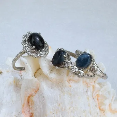 Popular New Trend Natural Crystal Jewelry High Quality Gemstone Ring Healing Pietersite Rings for Gift Wedding Engagement Party