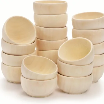 Wooden Polished Mini Eco-Friendly Pinch Bowls Bowl DIY Crafts Condiment Sorting Dipping Sauce Nuts Spice Candy