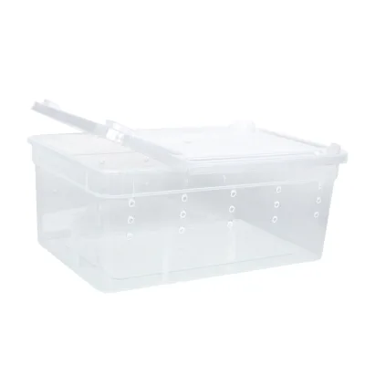 Reptile Small Plastic Feeding Box Terrarium, Reptile Travel Habitat Box for Gecko Frog Spider Snake Baby Lizard