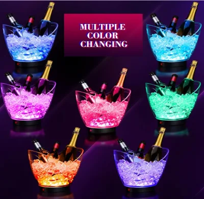 Acrylic Slanted Mouth Anti-Drop PC Ice Bucket Square Transparent Plastic KTV for Champagne Beverage Tubs with Ice Granules