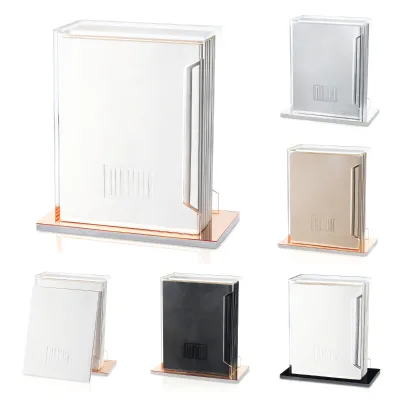 Custom Luxury Judaica Lucite Bencher Set Eco-Friendly Modern Style with Acrylic Bencher Holder and Mirror Base for Storage