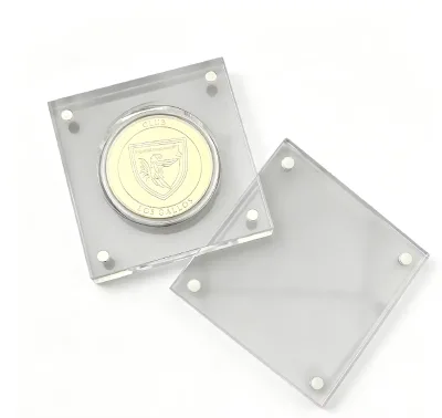 Clear Acrylic Coin Display Case, Magnetic Holder for Collectible Coins and Medals