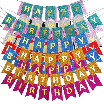 Gold Sparkling Glitter Birthday Party Banner Gold Birthday Party Decorations Happy Birthday Letter Customize