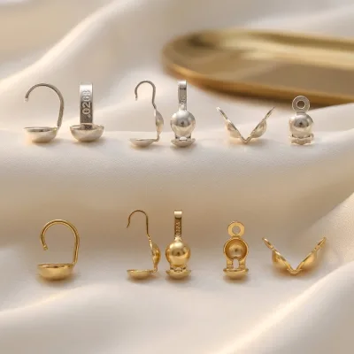 GP US Clamshell Bead Tip Plain at 14K Gold Filled Silver 925 DIY Making Permanent Jewelry Chains Findings Wholesale