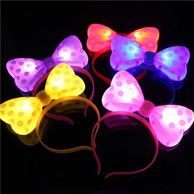 LED Light up Bow Knot Headbands Glow Luminous Headbands for Party Favors Event Supplies