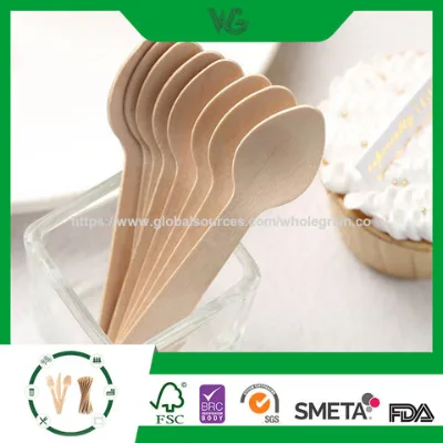 Small Wood Teaspoon Spoon Natural Birch Wooden Spoon Wooden Cutlery Ice Cream Spoon