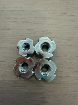 Zinc Plated 4 Claw Insert Nut, Four Prong T-nut for Square Round Tube Furniture Connection