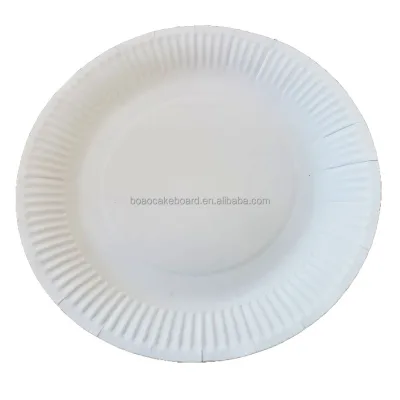 Wholesale Round Party Decorative Food Dish Disposable Paper Dishes Custom Size PE Coated Gold Silver Dish