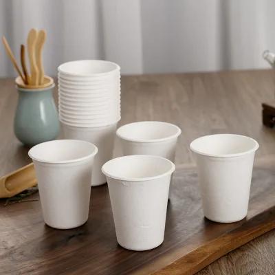 New 5oz 7oz 8oz 12oz Disposable Eco-Friendly Biodegradable Cornstarch Paper Cups for Camping Hot & Cold Coffee Milk Tea Custom