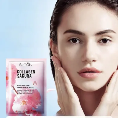 Customized Wholesale Cotton Sheet Sakura Collagen Moisturizing Tenderskin Face Mask for All Skin Types