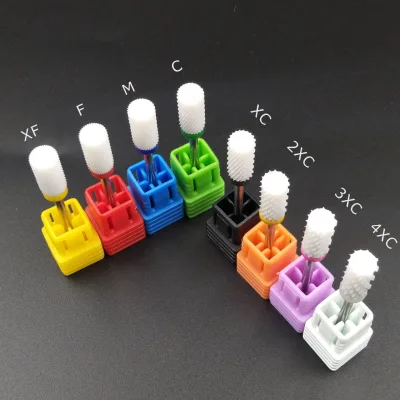 HYTOOS Barrel Ceramic Nail Drill Bits 3/32" Rotary Ceramic Burr Milling Cutter Nail Drill Accessories Manicure Pedicure Tools