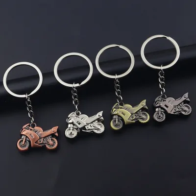Cartoon Metal Motorcycle Keychain Pendant 3D Creative Schoolbag Pendant